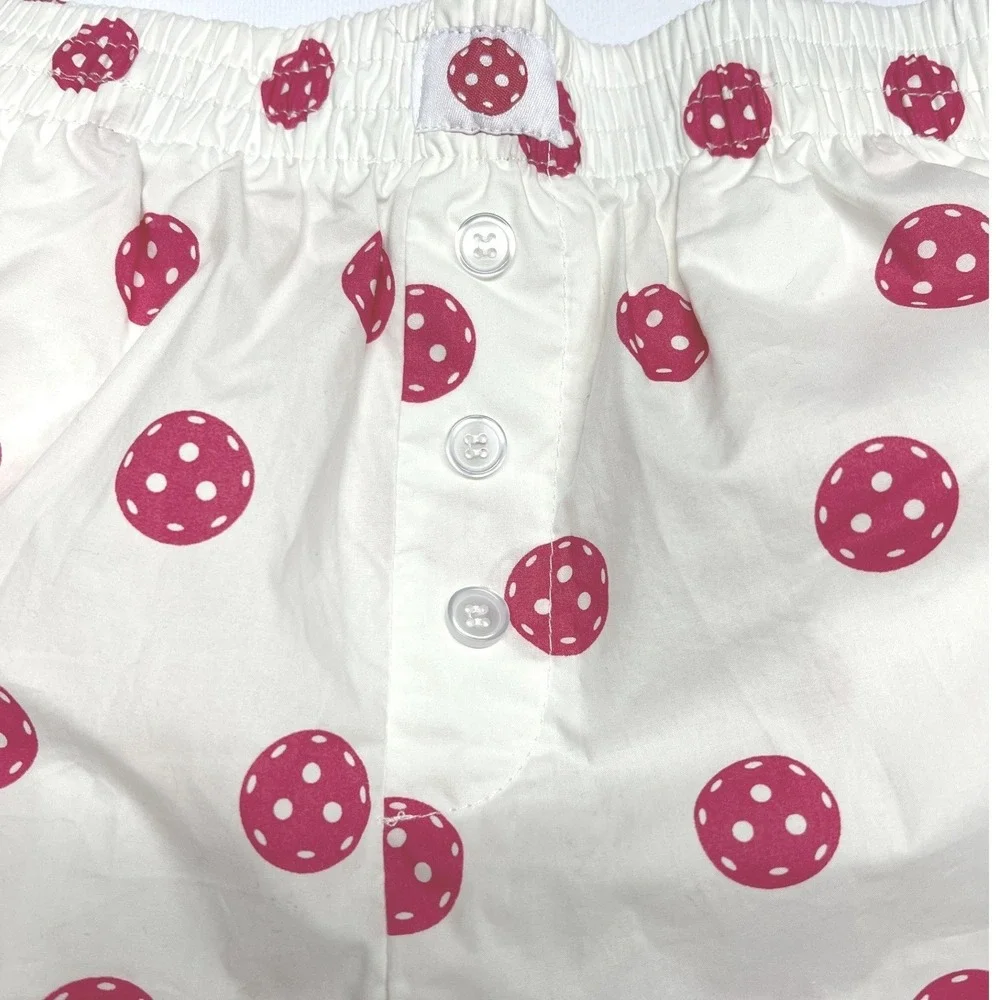 Happily Grey Pickleball Pajama Shorts Small Pink 100% Cotton‎ Lounge Sleep EUC